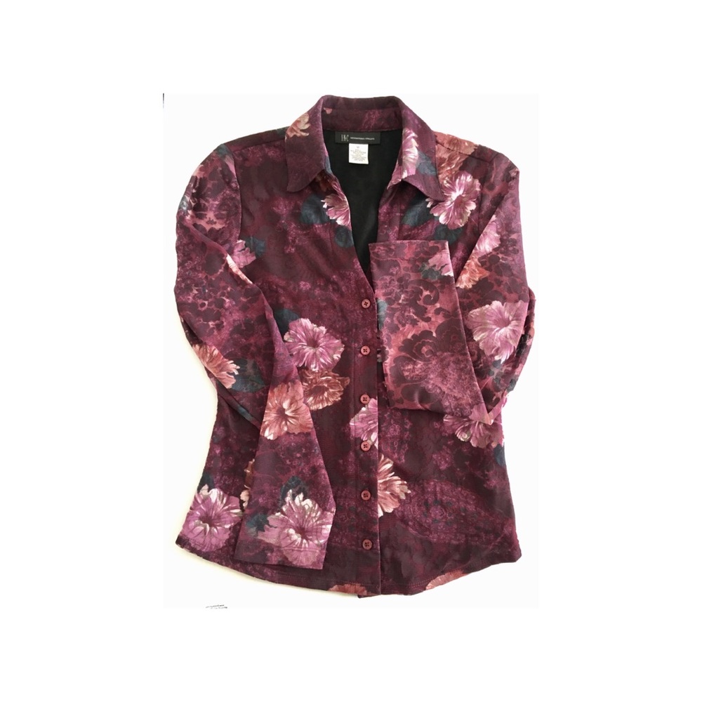 Medium size INC buttondown blouse in deep purple.